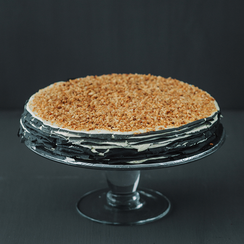 Bamboo Charcoal Peanut Butter Mille Crepe 9 inch